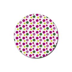 Polka Dot Purple Green Yellow Rubber Coaster (round)  by Mariart