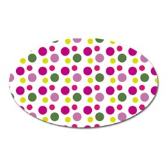 Polka Dot Purple Green Yellow Oval Magnet by Mariart