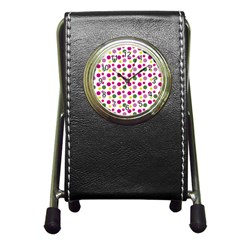 Polka Dot Purple Green Yellow Pen Holder Desk Clocks by Mariart