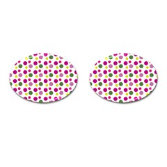 Polka Dot Purple Green Yellow Cufflinks (oval) by Mariart