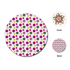 Polka Dot Purple Green Yellow Playing Cards (round)  by Mariart