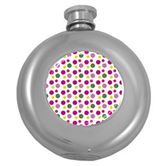 Polka Dot Purple Green Yellow Round Hip Flask (5 Oz) by Mariart