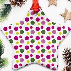 Polka Dot Purple Green Yellow Star Ornament (two Sides) by Mariart