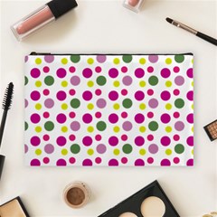 Polka Dot Purple Green Yellow Cosmetic Bag (large)  by Mariart