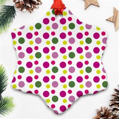 Polka Dot Purple Green Yellow Snowflake Ornament (two Sides) by Mariart