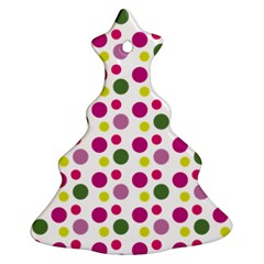 Polka Dot Purple Green Yellow Christmas Tree Ornament (two Sides) by Mariart