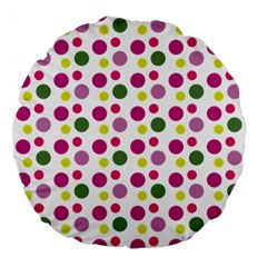 Polka Dot Purple Green Yellow Large 18  Premium Round Cushions by Mariart