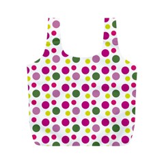 Polka Dot Purple Green Yellow Full Print Recycle Bags (m)  by Mariart