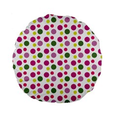 Polka Dot Purple Green Yellow Standard 15  Premium Flano Round Cushions by Mariart