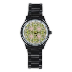 Digital Computer Graphic Seamless Wallpaper Stainless Steel Round Watch by Simbadda