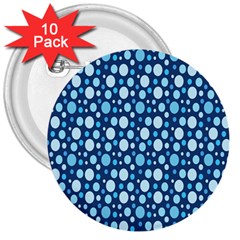 Polka Dot Blue 3  Buttons (10 Pack)  by Mariart