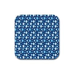 Polka Dot Blue Rubber Square Coaster (4 Pack)  by Mariart