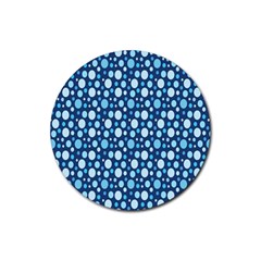 Polka Dot Blue Rubber Round Coaster (4 Pack) 