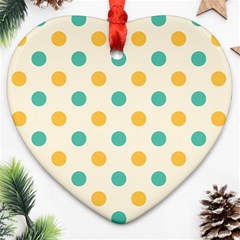 Polka Dot Yellow Green Blue Ornament (heart) by Mariart