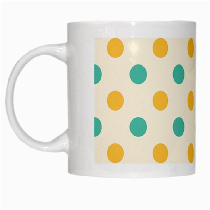 Polka Dot Yellow Green Blue White Mugs