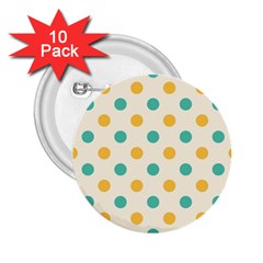 Polka Dot Yellow Green Blue 2 25  Buttons (10 Pack)  by Mariart