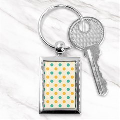 Polka Dot Yellow Green Blue Key Chains (rectangle)  by Mariart