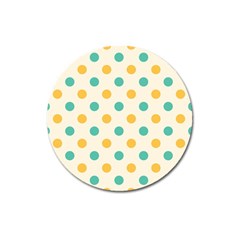 Polka Dot Yellow Green Blue Magnet 3  (round)