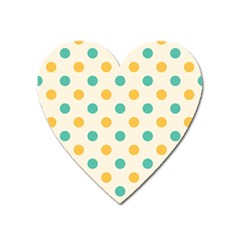 Polka Dot Yellow Green Blue Heart Magnet by Mariart