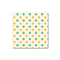 Polka Dot Yellow Green Blue Square Magnet by Mariart