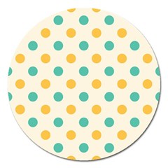 Polka Dot Yellow Green Blue Magnet 5  (round) by Mariart