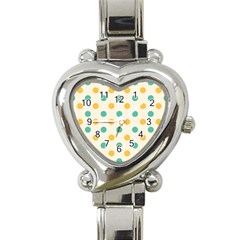 Polka Dot Yellow Green Blue Heart Italian Charm Watch by Mariart