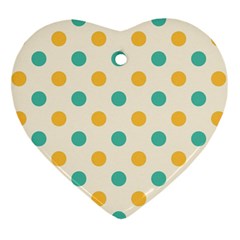 Polka Dot Yellow Green Blue Heart Ornament (two Sides) by Mariart