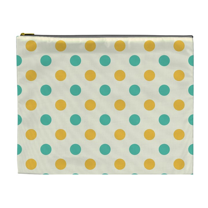 Polka Dot Yellow Green Blue Cosmetic Bag (XL)