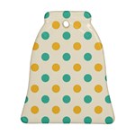 Polka Dot Yellow Green Blue Bell Ornament (Two Sides) Front