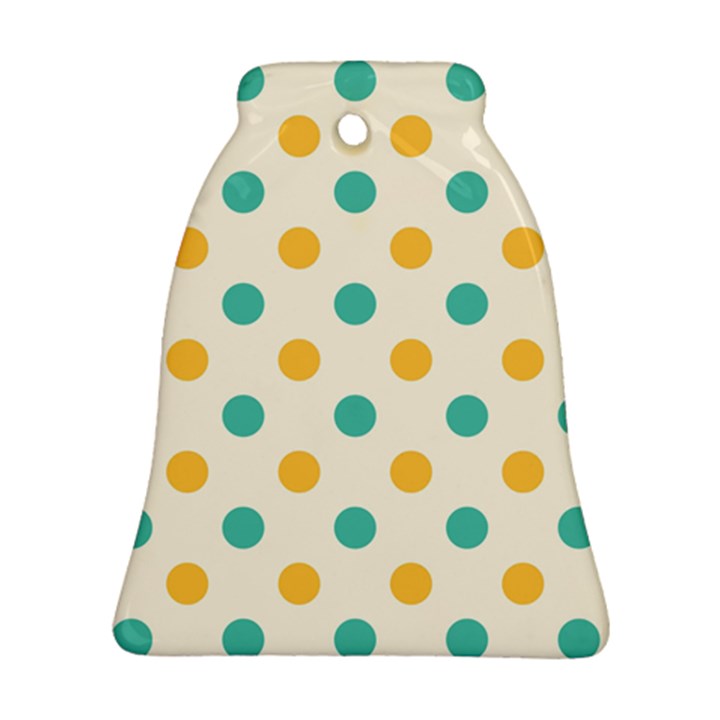 Polka Dot Yellow Green Blue Bell Ornament (Two Sides)