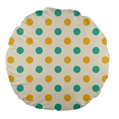 Polka Dot Yellow Green Blue Large 18  Premium Round Cushions by Mariart