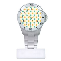 Polka Dot Yellow Green Blue Plastic Nurses Watch