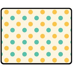 Polka Dot Yellow Green Blue Double Sided Fleece Blanket (medium)  by Mariart