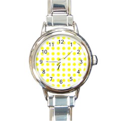 Polka Dot Yellow White Round Italian Charm Watch by Mariart