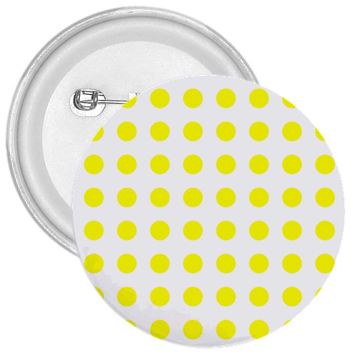 Polka Dot Yellow White 3  Buttons