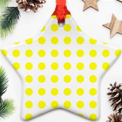 Polka Dot Yellow White Ornament (star) by Mariart