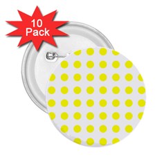 Polka Dot Yellow White 2 25  Buttons (10 Pack)  by Mariart