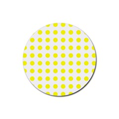 Polka Dot Yellow White Rubber Coaster (round)  by Mariart