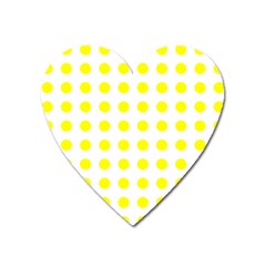 Polka Dot Yellow White Heart Magnet by Mariart