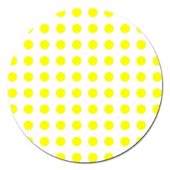 Polka Dot Yellow White Magnet 5  (round) by Mariart