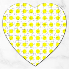 Polka Dot Yellow White Jigsaw Puzzle (heart) by Mariart