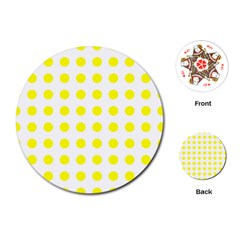 Polka Dot Yellow White Playing Cards (round)  by Mariart