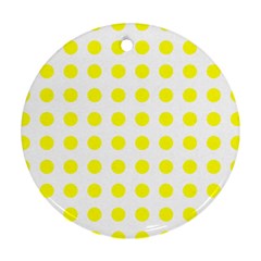 Polka Dot Yellow White Round Ornament (two Sides) by Mariart