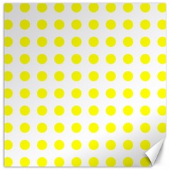 Polka Dot Yellow White Canvas 20  X 20   by Mariart