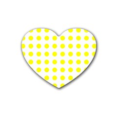 Polka Dot Yellow White Heart Coaster (4 Pack)  by Mariart