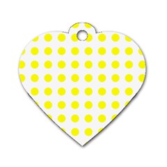 Polka Dot Yellow White Dog Tag Heart (one Side) by Mariart