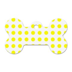 Polka Dot Yellow White Dog Tag Bone (two Sides) by Mariart