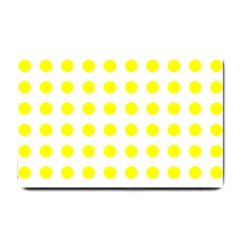 Polka Dot Yellow White Small Doormat  by Mariart