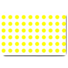 Polka Dot Yellow White Large Doormat  by Mariart