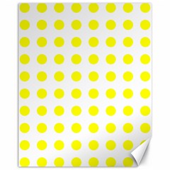 Polka Dot Yellow White Canvas 11  X 14   by Mariart